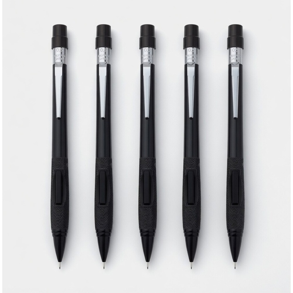 Set of 5 Pentel PD345-A, Quicker Clicker, Mechanical Pencil, 0.5mm Lead Size,